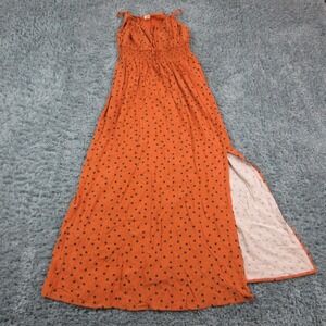 Mason & Belle Dress Womens Medium Orange Polka Dot Maxi Boho Sundress Summer